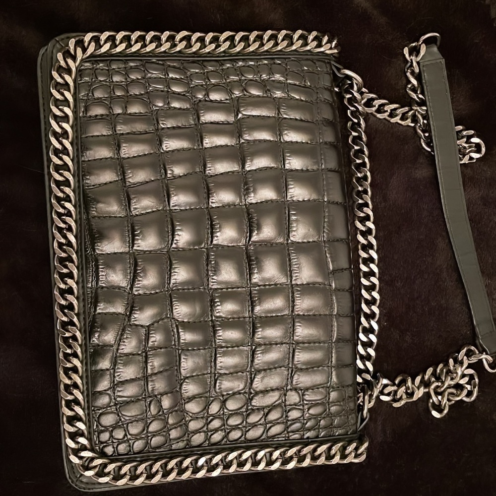 Zara black croc chain bag